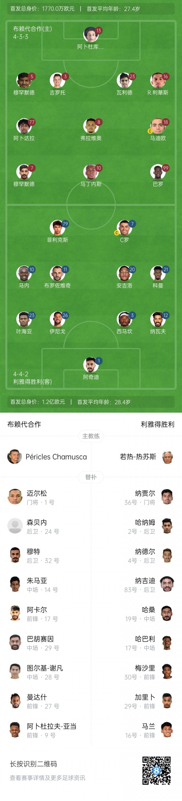 九游中国-胜利对决布赖代合作:C罗率队出征,菲利克斯与科曼沙特联赛首次亮相,本托缺席